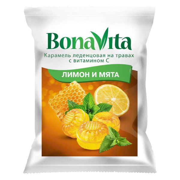 Изображение товара Карамель леденцовая Bonavita Лимон и Мята с витамином С 60г Карамель леденцовая Bonavita Лимон и Мята с витамином С 60г фотография