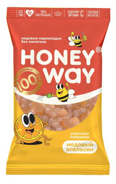 Изображение товара Мармеладки медовые без желатина Апельсин HoneyWay 75г Мармеладки медовые без желатина Апельсин HoneyWay 75г фотография